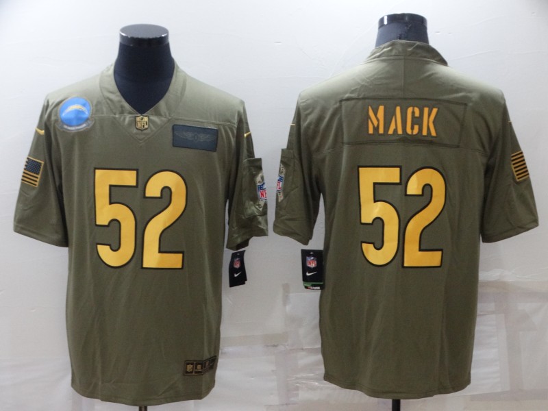 Men's Los Angeles Chargers #52 Khalil Mack Olive/Gold Salute To Service Limited Stitched Jersey